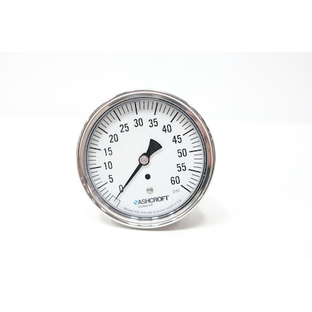 Ashcroft ASHCROFT 35-1009-AW-02B-60# 3-1/2IN 1/4IN 0-60PSI NPT PRESSURE GAUGE 35-1009-AW-02B-60#